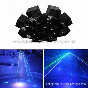 8-claw LED Laser 8 x 3W RGB LED Light, 24W/Fat-beam Laser Stage Light, GB 16-piece